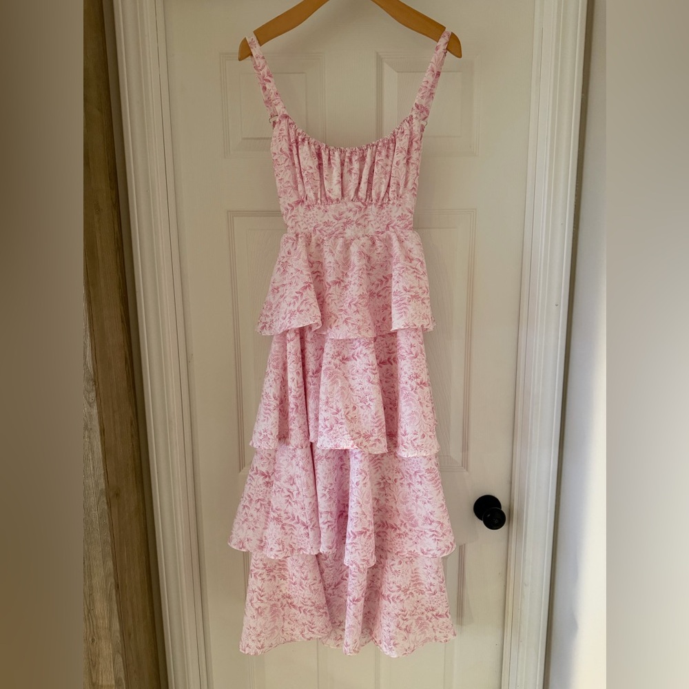 Mine Pink Floral Ruffled Dress - Picture 3 of 6